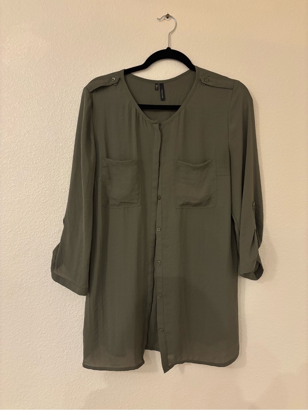 Maurice’s Silky Green Flowy Blouse with Buttons